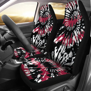 Red White Black Tie Dye Abstract Car Seat Covers