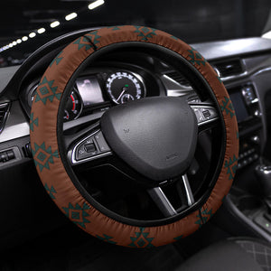 Brown and Turquoise Aztec Steering Wheel
