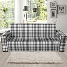Load image into Gallery viewer, Gray and White Plaid Pattern Stretch Sofa Slipcover Protector
