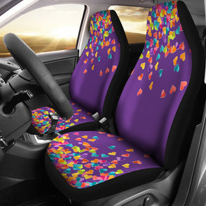 Heart Confetti Car Seat Covers Seat Protectors on Purple Background