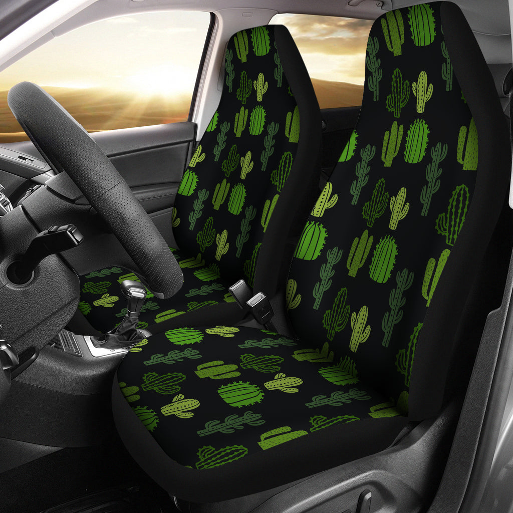 Black With Cactus Pattern Car Seat Covers Set