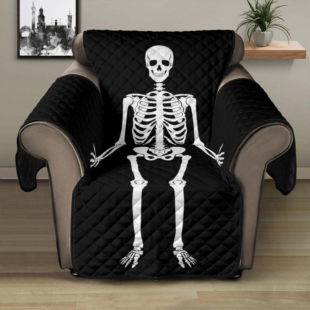 Skeleton Recliner Cover Black and White Slip Cover Protector