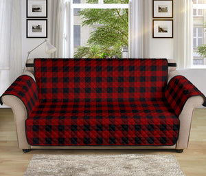 Red and Black Buffalo Plaid 70" Sofa Cover Couch Protector Slip Cover Farmhouse Country Home Decor