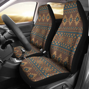 Brown, Tan and Turquoise Ethnic Car Seat Covers Set