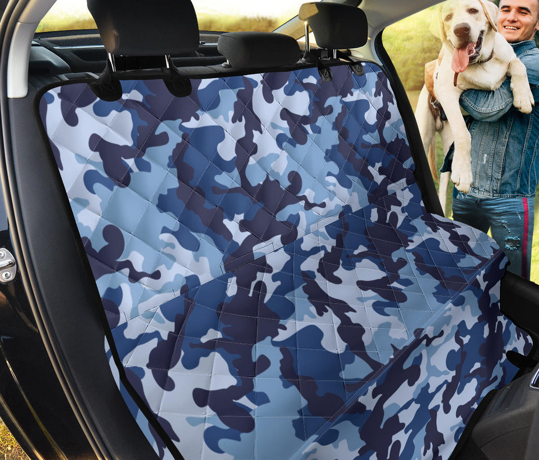 Blue Camouflage Back Bench Seat Cover For Pets Camo Pattern