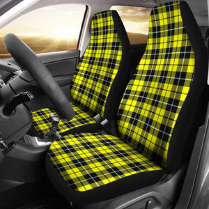 Yellow Black and White Plaid Car Seat Covers Set Of 2