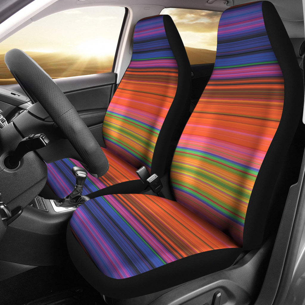 Colorful Serape Style Car Seat Covers Purple, Pink, Orange, Green and Yellow