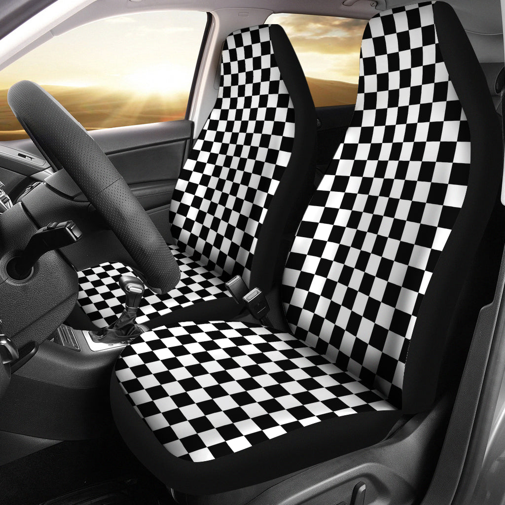 Black and White Checkered Car Seat Covers