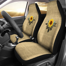 Load image into Gallery viewer, Burlap Style Background With Sunflower Dreamcatcher Car Seat Covers Set of 2
