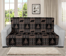 Load image into Gallery viewer, Brown and Black Plaid Lodge Style Patchwork Pattern Futon Sofa Slipcover Protector
