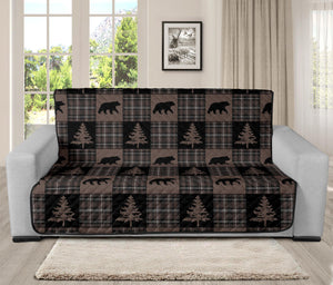 Brown and Black Plaid Lodge Style Patchwork Pattern Futon Sofa Slipcover Protector