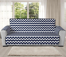 Load image into Gallery viewer, Navy and White Chevron Pattern Furniture Slipcovers
