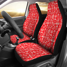 Load image into Gallery viewer, Delivery Driver Car Seat Covers Set in Red and White Food Pattern
