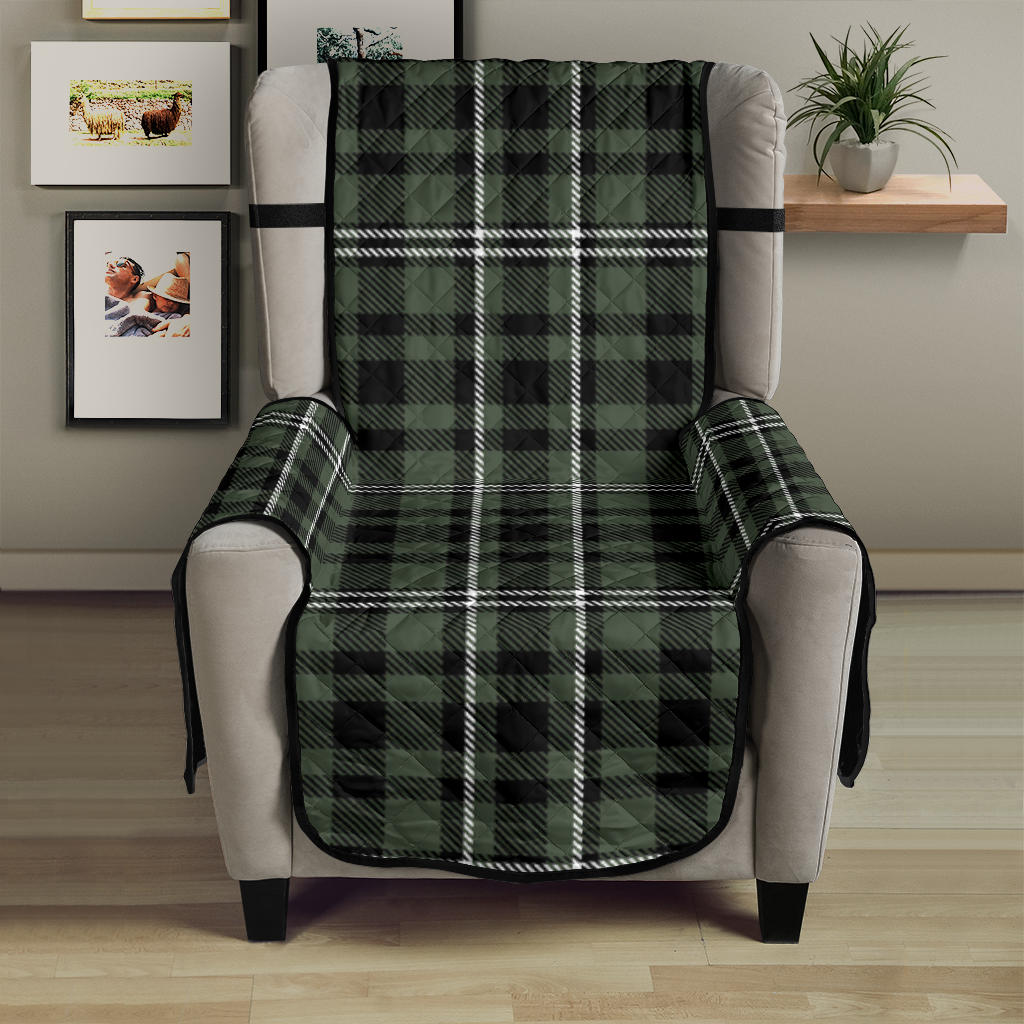 Green, White and Black Plaid Tartan Furniture Slipcovers