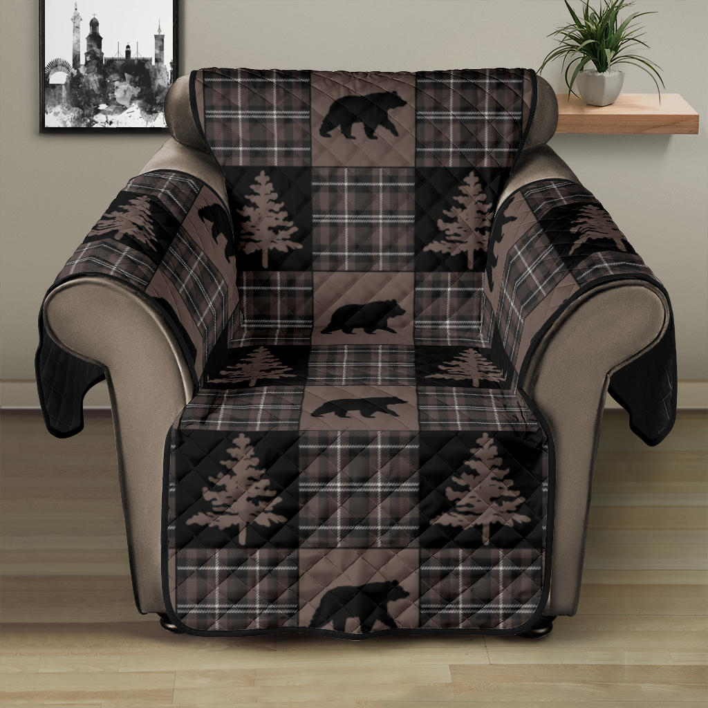 Brown and Black Plaid Country Style Patchwork Lodge Pattern Recliner Slipcover
