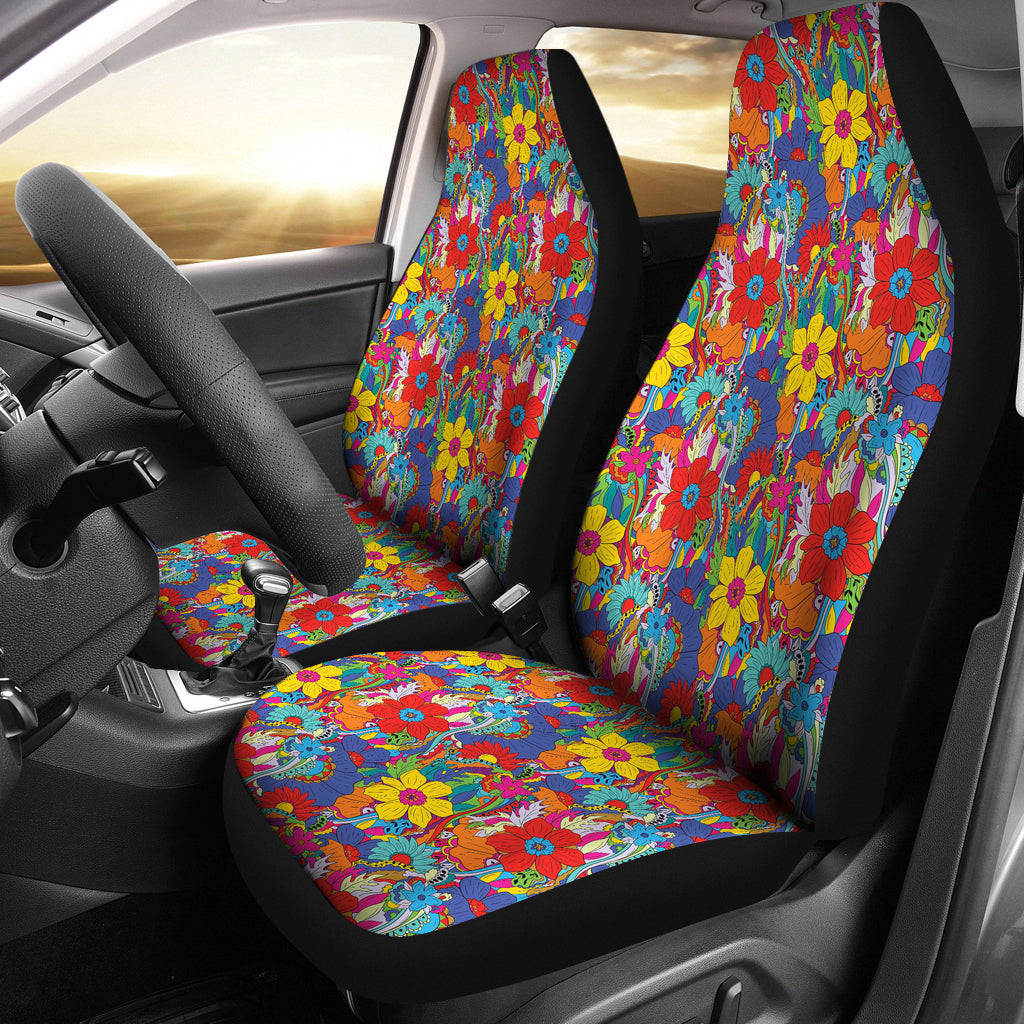 Colorful Abstract Flower Pattern Car Seat Covers