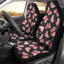 Load image into Gallery viewer, Black and White Leaves With Pink Butterflies Car Seat Covers
