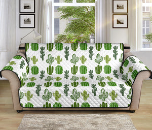 White With Green Cactus Pattern Furniture Slipcovers