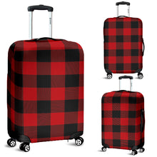 Load image into Gallery viewer, Red and Black Buffalo Plaid Luggage Cover Suitcase Protector
