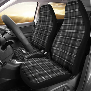 Dark Gray and White Plaid Car Seat Covers Seat Protectors Set