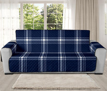 Load image into Gallery viewer, Navy Blue and White Plaid Tartan Furniture Slipcovers
