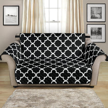 Load image into Gallery viewer, Black and White Quatrefoil Pattern Furniture Slipcover Protectors
