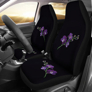 Black With Purple Orchids Car Seat Covers