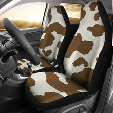 Load image into Gallery viewer, Light Brown and White Cow Hide Print Car Seat Covers Rustic Pattern
