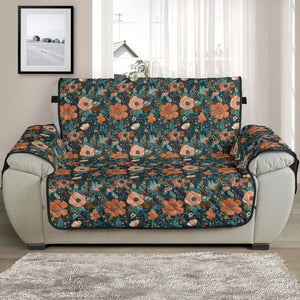 Floral Pattern Orange Peach and Teal Furniture Slipcovers