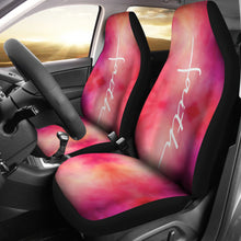 Load image into Gallery viewer, Faith Word Cross In White On Pink Watercolor Car Seat Covers Religious Christian Themed
