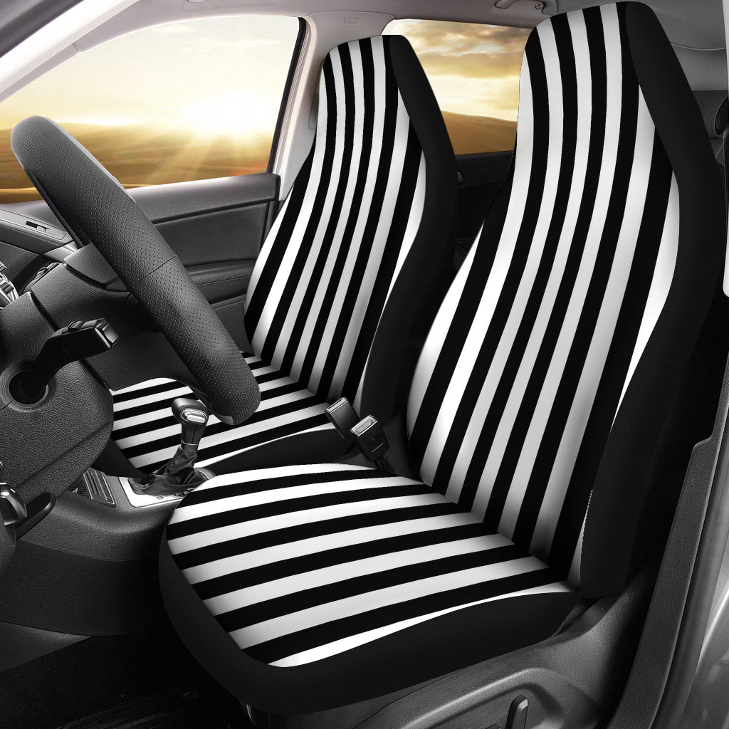 Black and White Striped Car Seat Covers