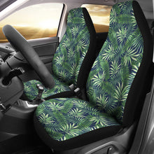 Load image into Gallery viewer, Green and Blue Tropical Island Leaf Pattern Hawaiian Car Seat Covers
