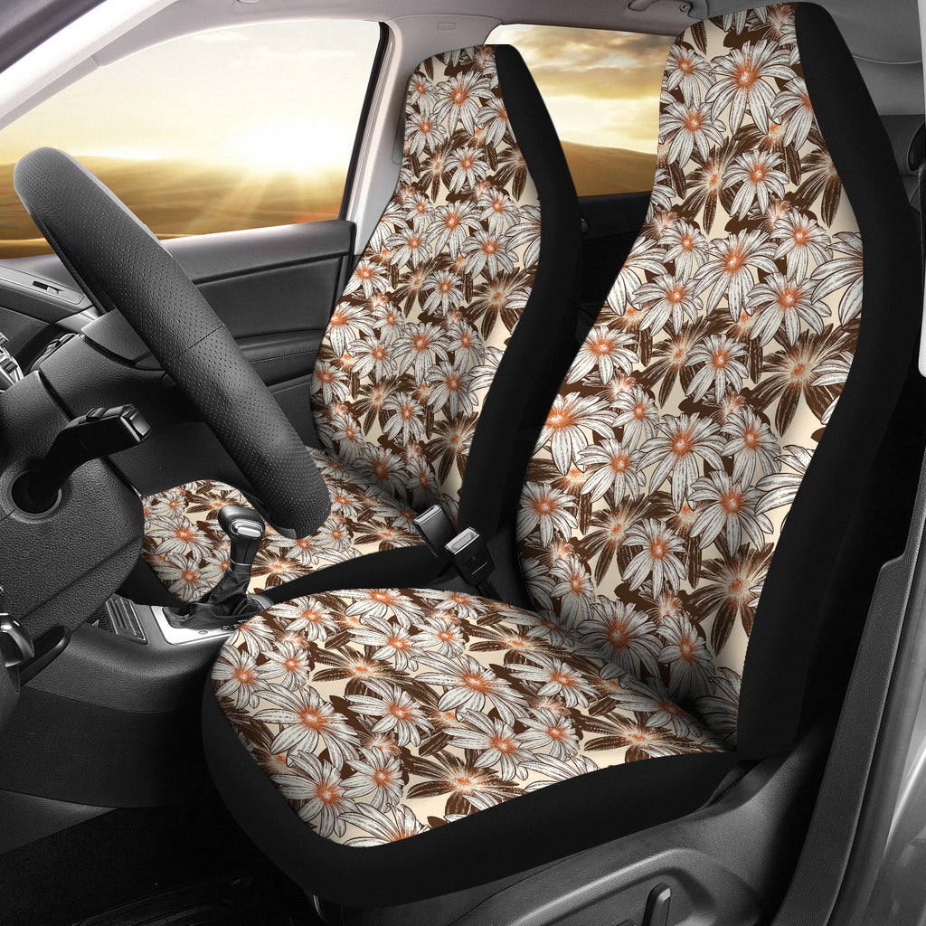 Tan With Daisies Car Seat Covers