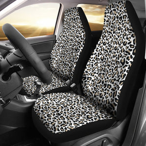 Snow Leopard Car Seat Covers Set To Match Steering Wheel Covers
