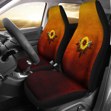 Load image into Gallery viewer, Burnt Orange Ombre With Sunflower Dreamcatcher Car Seat Covers Set

