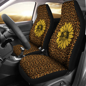 Leopard Print With Sunflower Faith Design Car Seat Covers Christian Themed