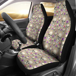 Tan With Skulls and Roses Car Seat Covers