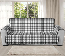 Load image into Gallery viewer, Light Gray, White and Black Plaid Tartan Furniture Slipcovers

