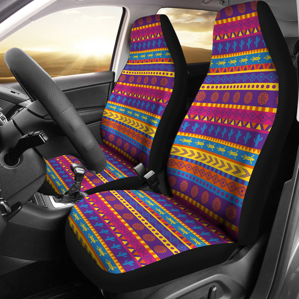 Colorful Mexican Southwestern Style Pattern Car Seat Covers Boho Ethnic Aztec
