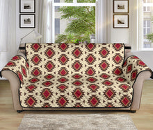 Load image into Gallery viewer, Creamy Beige and Red Navajo Style Native Tribal Pattern 70&quot; Sofa Cover Couch Protector
