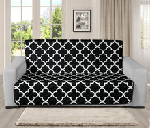 Load image into Gallery viewer, Black and White Quatrefoil Pattern Furniture Slipcover Protectors
