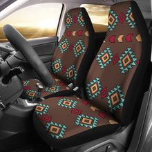 Load image into Gallery viewer, Native Tribal Navajo Inspired Car Seat Covers Ethnic Pattern In Brown, Turquoise and Red
