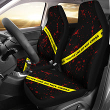 Load image into Gallery viewer, Police Line Crime Scene Tape Blood Spatter Car Seat Covers Set
