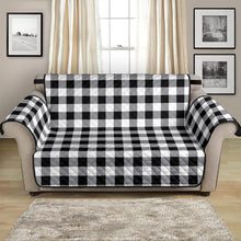 Load image into Gallery viewer, Buffalo Check Loveseat Slipcover Protector 54&quot; Seat Width Black, White and Gray
