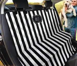 Riley Black and White Striped Back Seat Cover For Pets