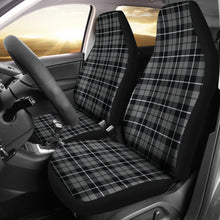 Load image into Gallery viewer, Dark Gray, Black and White Plaid Car Seat Covers Set
