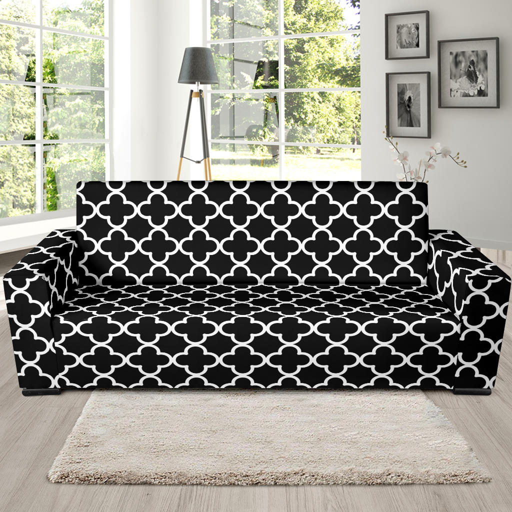 Quatrefoil Stretch Slipcovers With Elastic Edge For Sofas Fit Up To 90