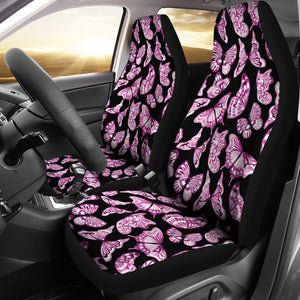 Black With Magenta and White Butterflies Car Seat Covers