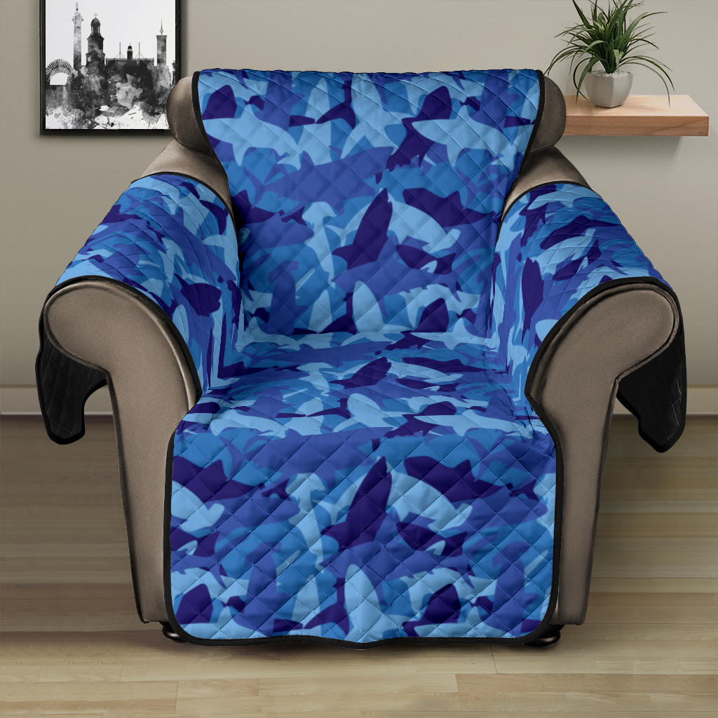 Blue Camo Shark Pattern Recliner Slipcover