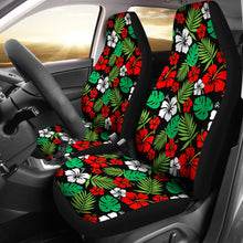 Load image into Gallery viewer, Hibiscus Flower Car Seat Covers In Red and Green Hawaiian Pattern Polynesian Set of 2
